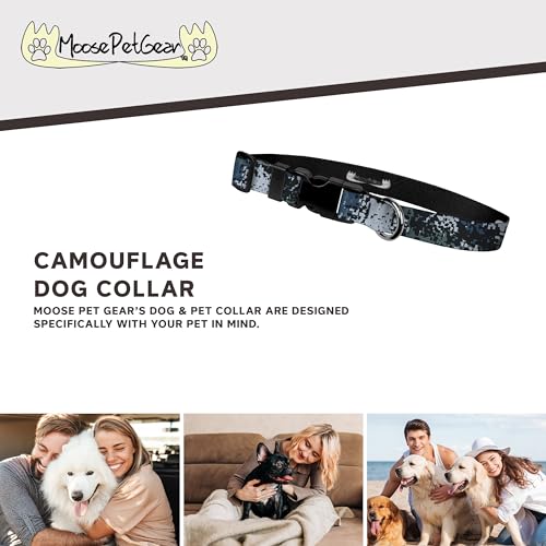 Image of Camo Dog Collar - Camouflage Print Adjustable, D Ring, Side Release Buckle - 1 Inch Adjusts 11.5-17.5 Inches, Medium, Digi Camo Blue