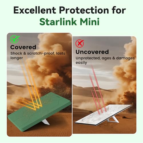 Image of Starlink Mini Protective Cover Case, Hailproof Liquid Silicone Protective Case for Starlink Mini Dish, Starlink Minis Accessories Waterproof Shockproof Portable for Outdoor Camping, Green