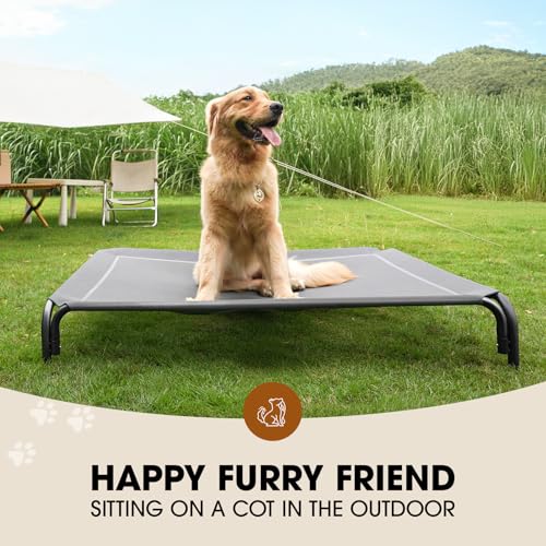 elevated dog bed raised outdoor dog bed for extra large sized dog portable cooling pet cot with breathable amp washable mesh indoor amp outdoor pet hammock with skid-resistant feet