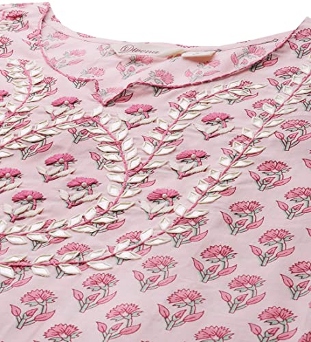 Image of Divena Pink Cotton Straight Kurta Pant Set With Dupatta