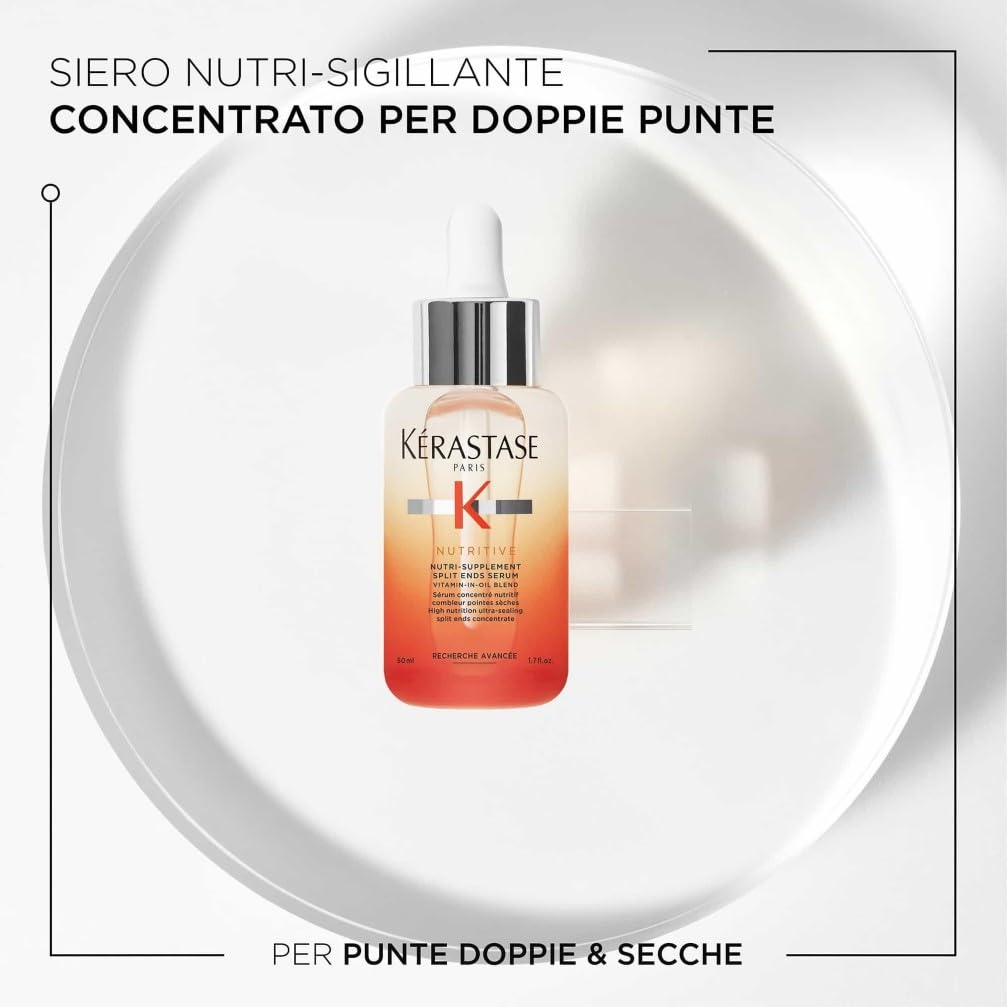 Kérastase, Nutritive, Siero Nutri-Sigillante, Per Doppie Punte, Estremamente Idratante, Effetto Anti-Crespo, Con Miscela di Vitamine in Olio, Siero per Doppie Punte, 50 ml