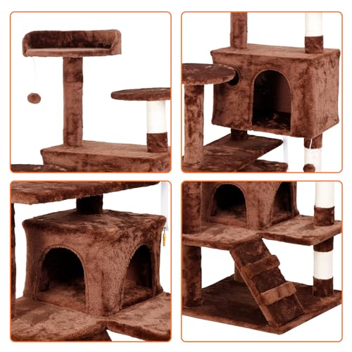 Torre para gatos de interior 54 in con rascador y cama miniatura 5