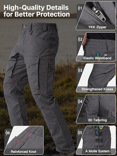Pantalon cargo homme tactique extensible durable ripstop gris EDC