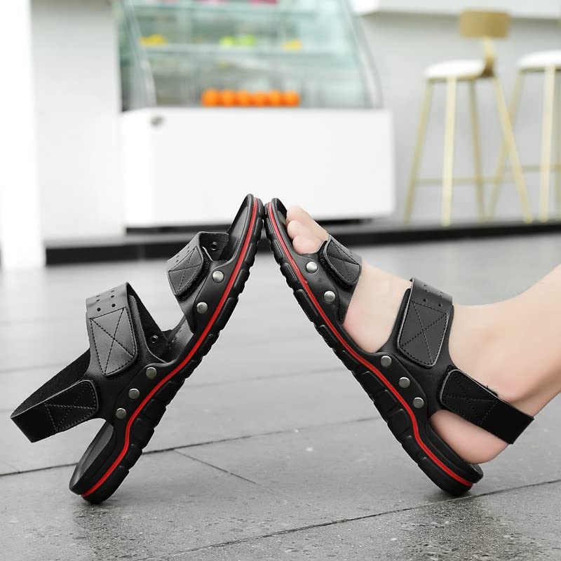 Men Sandals Leather Beach Shoes Men's Black Sandal Shoes Soft Bottom Male Comfortable Outdoor Sneakers2