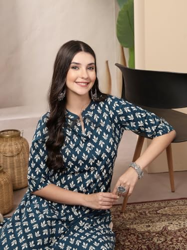 Image of Stylum Women's Pink Floral Printed Rayon A-Line Kurta