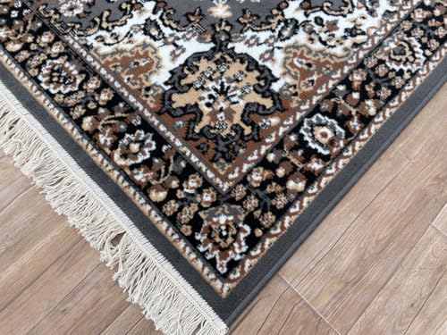 Image of TTC THREAD & TEXTURE CARPET Traditional Comfort: Power-Loomed Carpets for Living Room- Every Space Area Rug Color Grey Size 4x5.5 Feet (110x173cm)