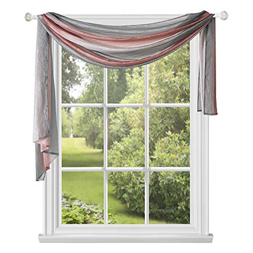 Woven Trends Ombre Curtains, Valances for Windows, Luxurious Scarf Valance, Voile Semi-Sheer Window Curtains, Livingroom, Bedroom or Kitchen, 144