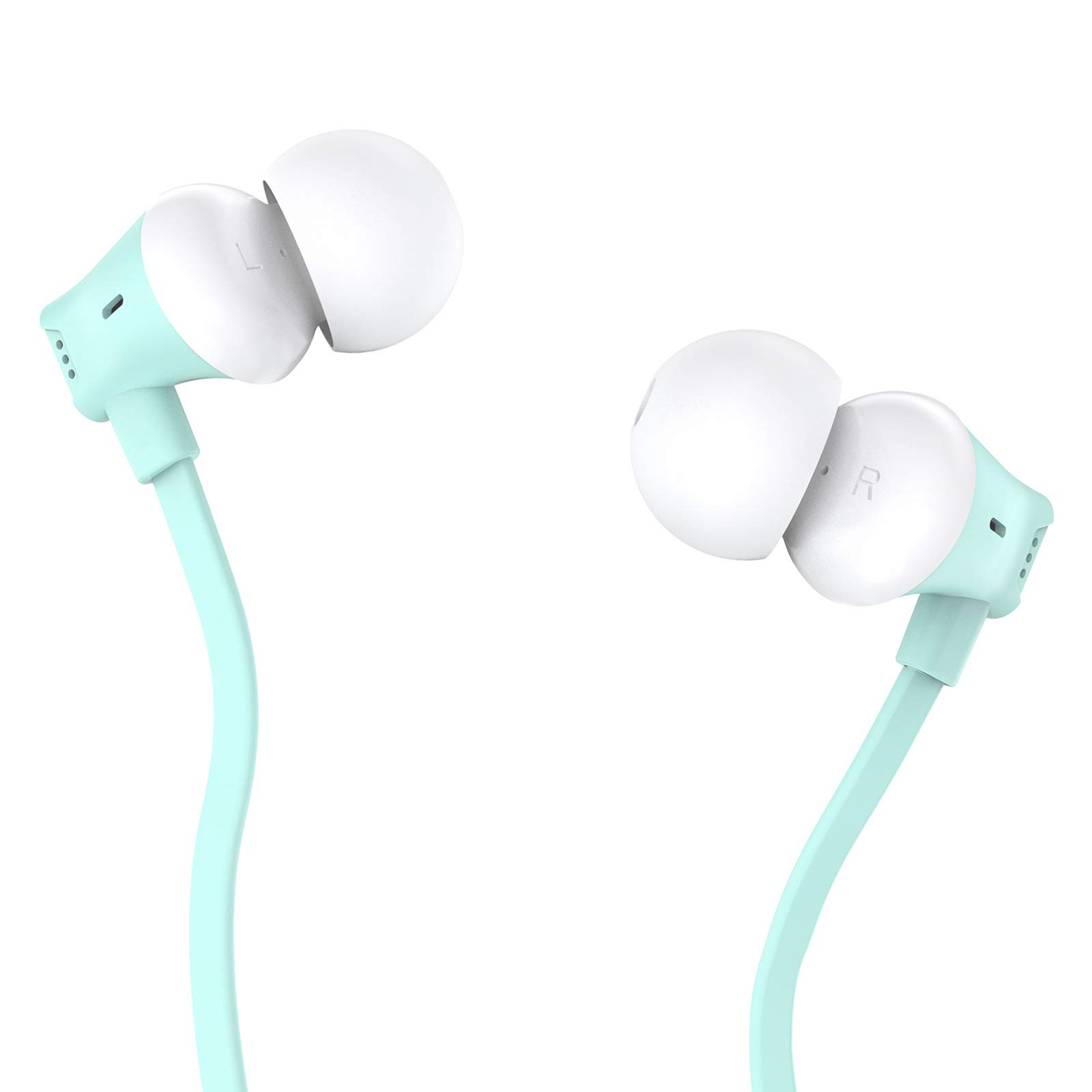 Earbuds, Tangle-Free Flat Cord Ergonomic in-Ear Headphones with Dynamic Crystal Clear Sound, Earphones with 3.5mm Jack, S/...
