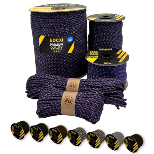 EdcX Paracord 4mm, 20+ Colori Militari (15m, 30m, 50m, 100m, 300m) | Ideale per Campeggio, Sopravvivenza, attività all'aperto | Corda 100% Nylon 4 mm | Corda Tattica 550 Tipo III (Navy Classic, 30 m)