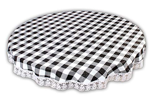 Image of The Furnishing Tree Round Shaped Center Table Cover WxL 48x48 inches with White Border lace
