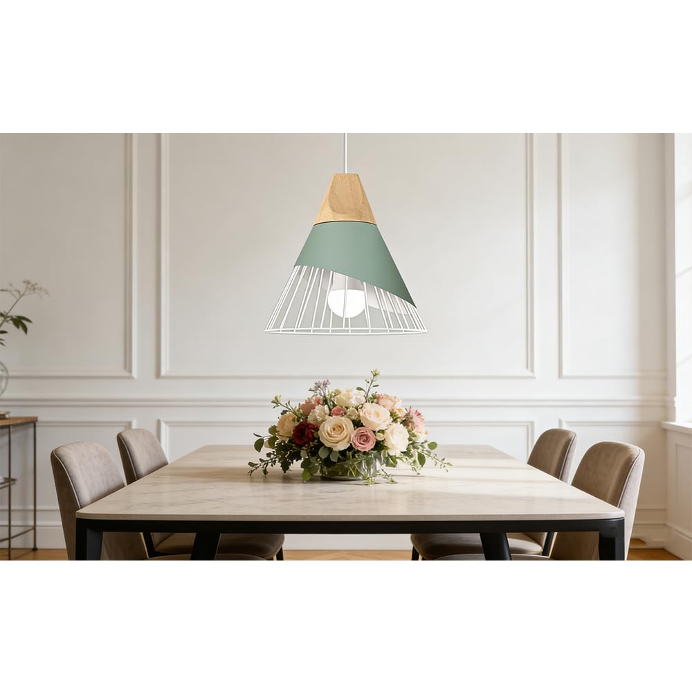 Suspension Luminaire Moderne,bois Plafonnier industriel design Métal Lampes Suspendues abat-jour E27 applique éclairage pour salle à manger cuisine,couloir