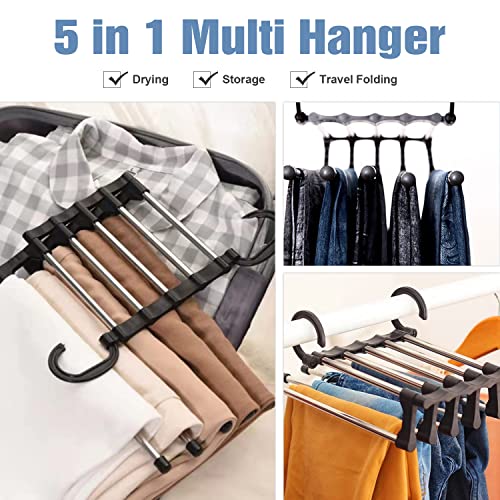 Gruccia Pantaloni, 4Pcs Appendini Salvaspazio Armadio, Antiscivolo Appendiabiti per Pantaloni Magici, Porta Pantaloni per Armadio,Gruccia Appendiabiti, Gruccia Pantaloni (Nero) - Image 7