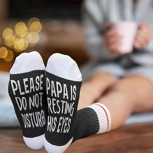 Image of Please Do Not Disturb Papa is Resting His Eyes Socks, Gift for Best Dad, Novelty Gift for Thanksgiving Christmas Birthday Father's Day, 1 Pair-10