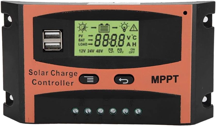 Regulador de panel solar MPPT, medidor automático de pantalla LCD ajustable, regulador de batería, controlador de batería 12V/24V(40A)