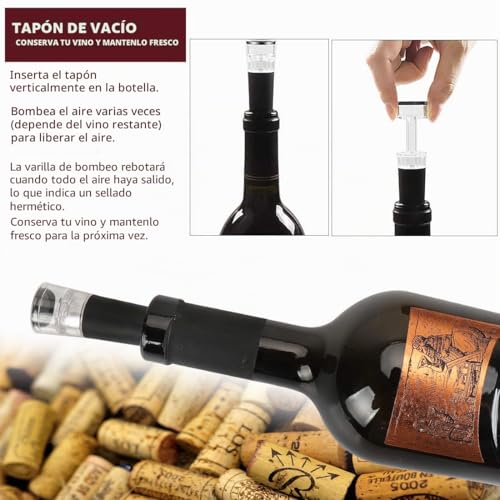 Miniatura 4 de Zbpasl Juego De Sacacorchos En Caja De Madera Regalo, Abridor De Vino De Lujo, Juegos De Sumiller De Vino Con Abridor De Botellas, Cierres De Vino, Accesorios De Vino Estilo 03