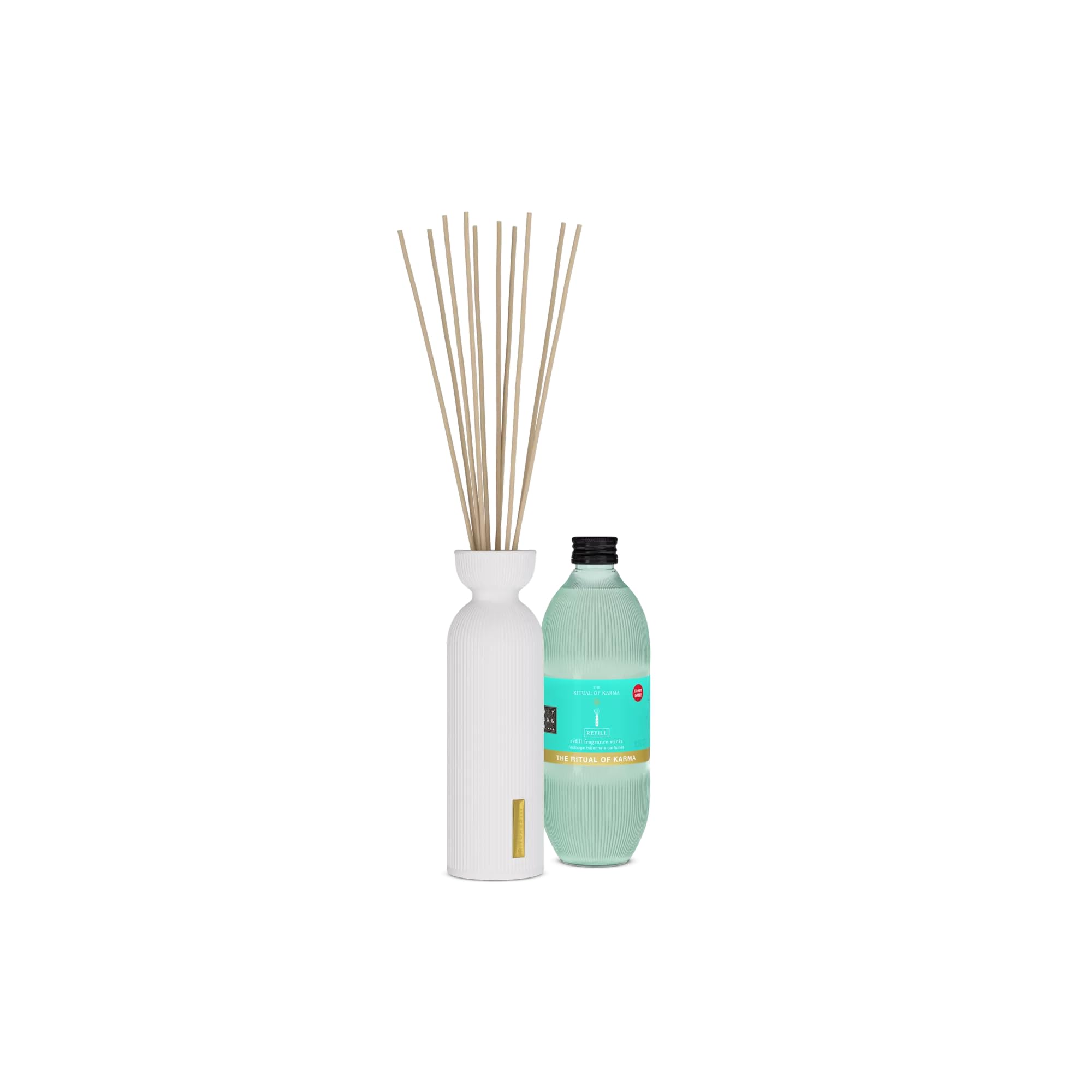 RITUALS Reed Diffuser Gift Set with the Ritual of Karma Lotus Flower and White Tea Fragrance Sticks 250ml, includes 1x refill scent 500ml and 3x replacement sticks