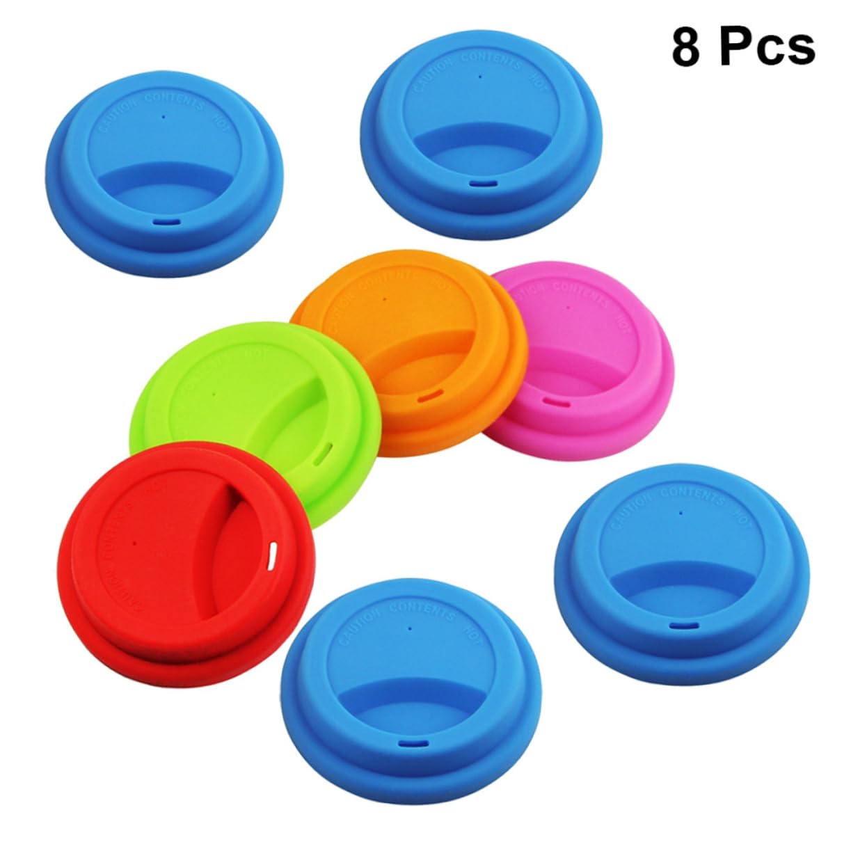 COLLBATH Silicone Drink Cup Lids 8 Pack Reusable Covers Insulated Leakproof Mixed Colors