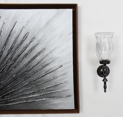 Sweet Summer Living Set of 2 Pieces Wall Candle Holders Metal Sconces with Crystal Glass, Wall Decorations, Hanging Candle Sconce 14 inch Height x 4.5 inch Width Oil Rubbed Finish