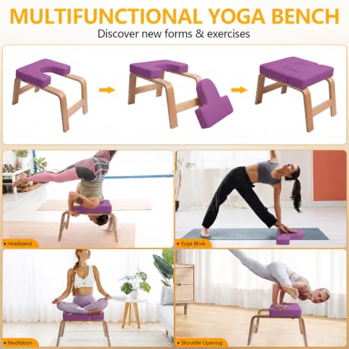 Image of Yoga Headstand Bench PU Pad Headstand Trainer Max Load 300lbs