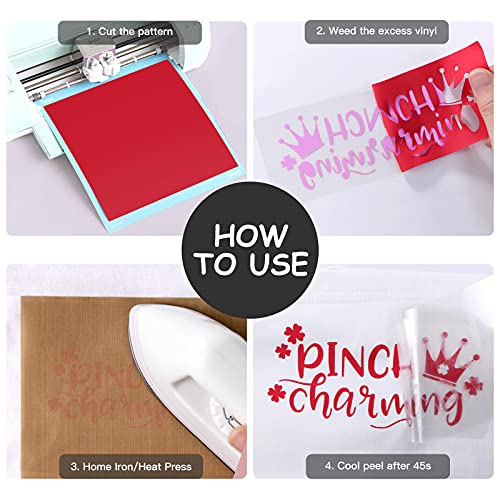 Jandjpackaging Red Htv Heat Transfer Vinyl - 35Pack 12" X 10" Red Iron On Vinyl For T-Shirt, Red Htv Vinyl For Cricut, Silhouette Cameo Or Heat Press Machine #TOP4