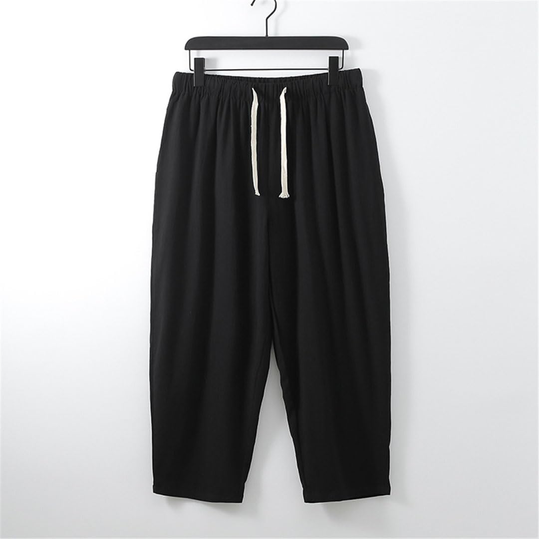 Pantalones De Talla Grande Pantalones De Lino De Verano Pantalones Casuales De Lino hasta El Tobillo para Hombres
