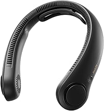 JISULIFE Tragbarer Nackenventilator, Nackenstütze Persönliche Hände frei, 5-Gang-Getriebeeinstellung, 5000 mAh, tragbar, wiederaufladbar, Geschenke für Frauen und Männer – Schwarz