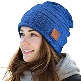 Bluetooth Beanie Hat for Men Women Warm Soft Bluetooth Beanie with Built in Mic Stereo Speaker Headphones, Blue