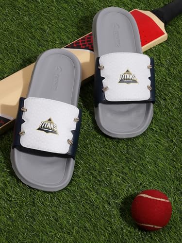Image of CHUPPS Gt Brave White Navy Drift Orthopedic Slippers | Soft Footpharma Footbed | Breathable Ventilation Holes | Lightweight Flip Flops | Anti-Skid Chappals for Everyday For Mens
