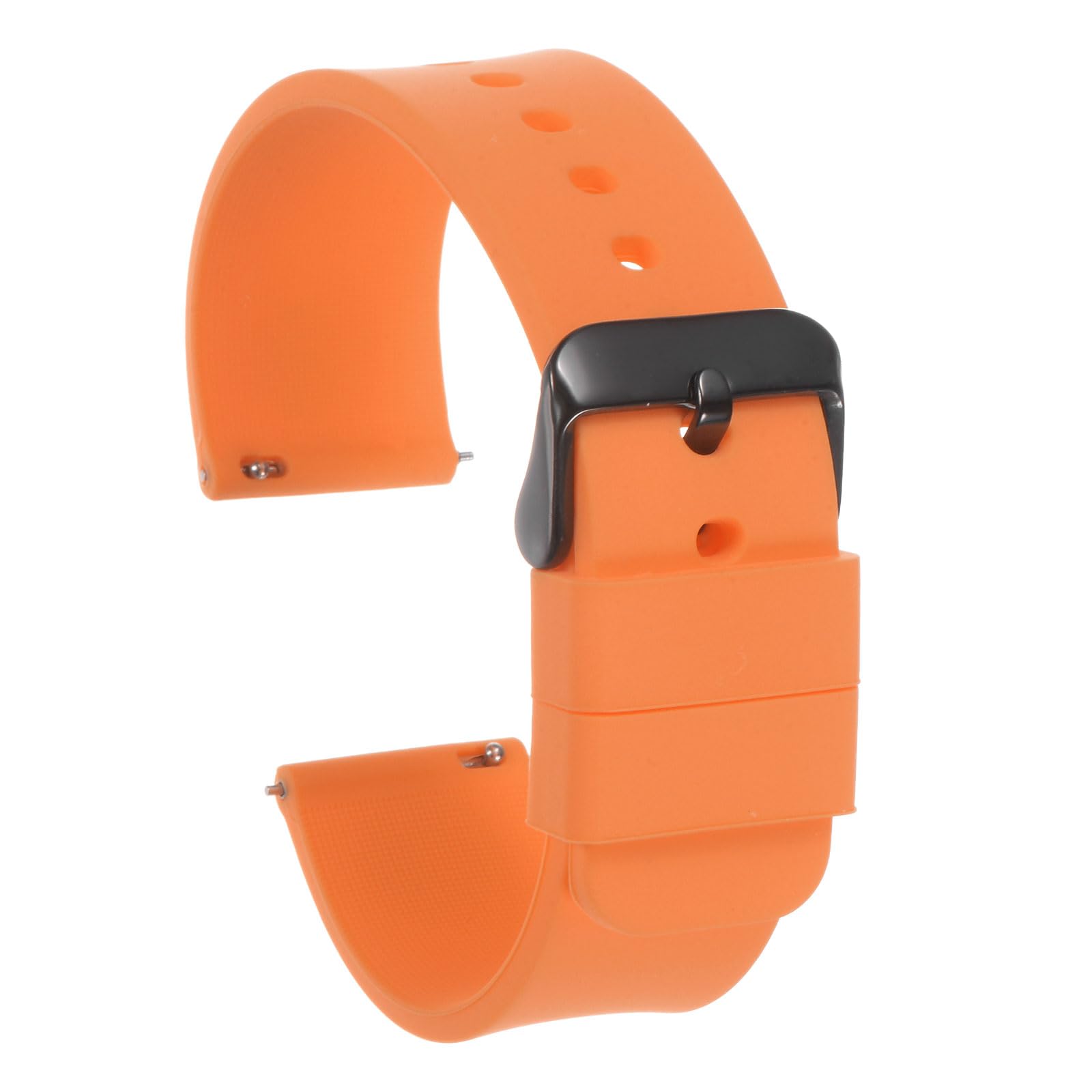 QUARKZMAN 10 Anelli Fermacinturino Per Orologio In Silicone – Larghezza 22mm, Colore Arancione – Ricambio Antiscivolo - 2