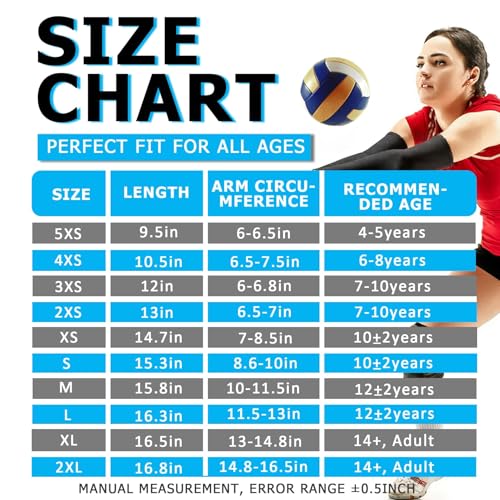 Volleyball Arm Sleeves Youth 3XS-2XL - Anti-Slip Compression Sleeve Tattoo Cover Kids Men Women4