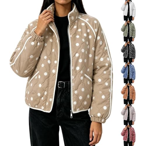 YRAETENM Womens Polka Dot Quilted Jackets Lightweight Casual Warm Outerwear - image 1