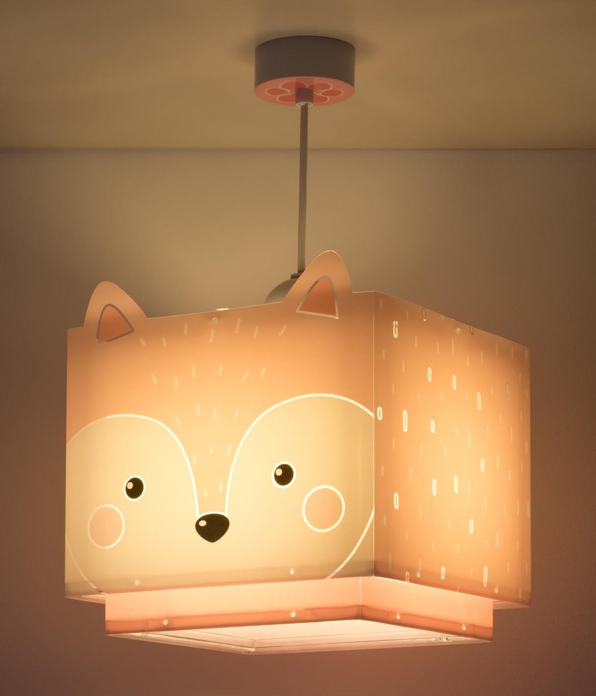 Dalber Lustre Chambre Lampe Suspension Plafonnier Pour Enfants, Little Fox Renard Animaux Rose, 64582M, E27