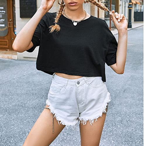 Image of KEEVICI Girls' Cute Strawberry Cow Print T Shirts Short Sleeve Crop Cotton Tops