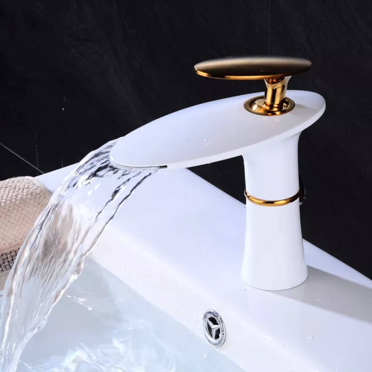 24x7 eMall White Waterfall Faucet Gold Waterfall Basin Mixer Light Basin Tap Faucet Hot and Cold, Basin Mounted (B09ZJ1YLCY) Amazon Price History, Amazon Price Tracker