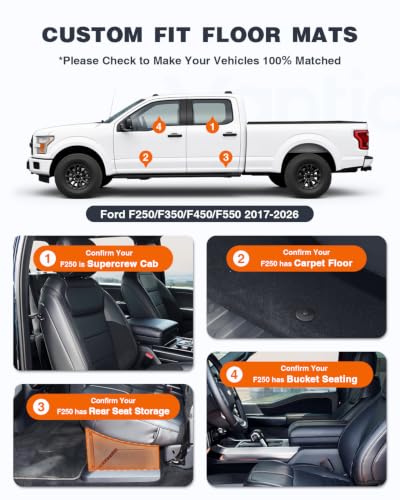 Image of Floor Mats for 2017-2025 2026 Ford F250 F350 F450 F550 Super Duty