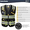JKSafety Hi Vis Reflective Safety Vests for Men Women High Visibility Vest with Pockets Mesh Fabric Construction Safety Apparel Neon Vest for Work (220-Black L) #3