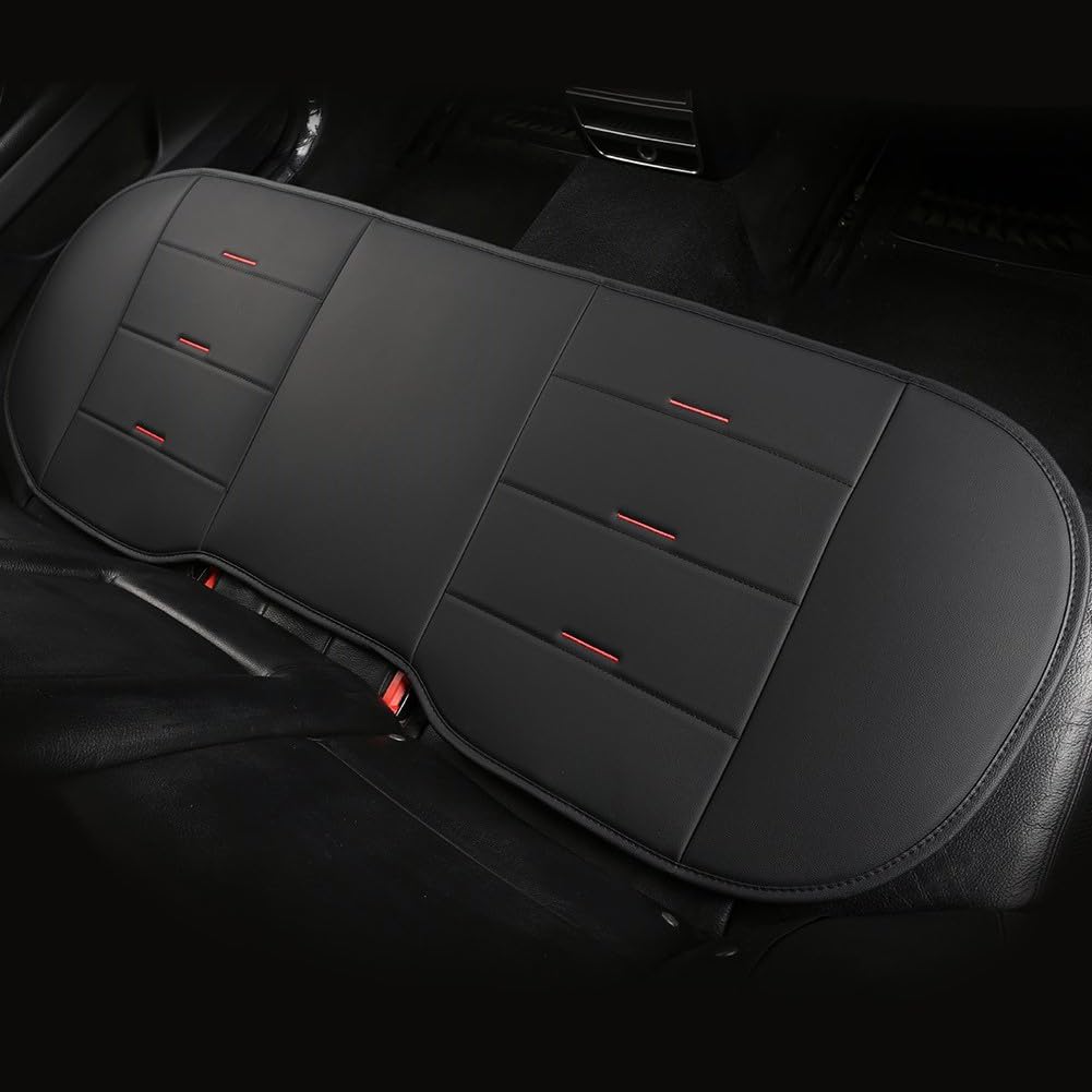 Black Panther sitzauflage Auto, umfassen Vordersitz Abdeckung und hintere Sitzbank Abdeckung, Universal PU Leder Sitzschoner passen 90% Fahrzeuge (Schwarz)