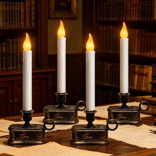 Xingzd 4PK Battery Operated LED Window Candles 7.75 Christmas Candle Lamp
