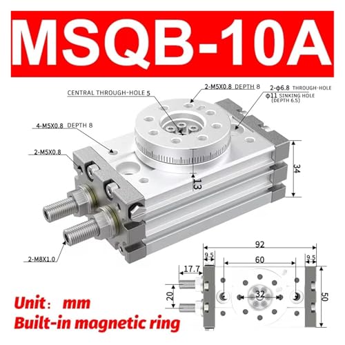Cylindre rotatif MSQB50A avec angle réglable 0-190 pour rotation précise de pièces