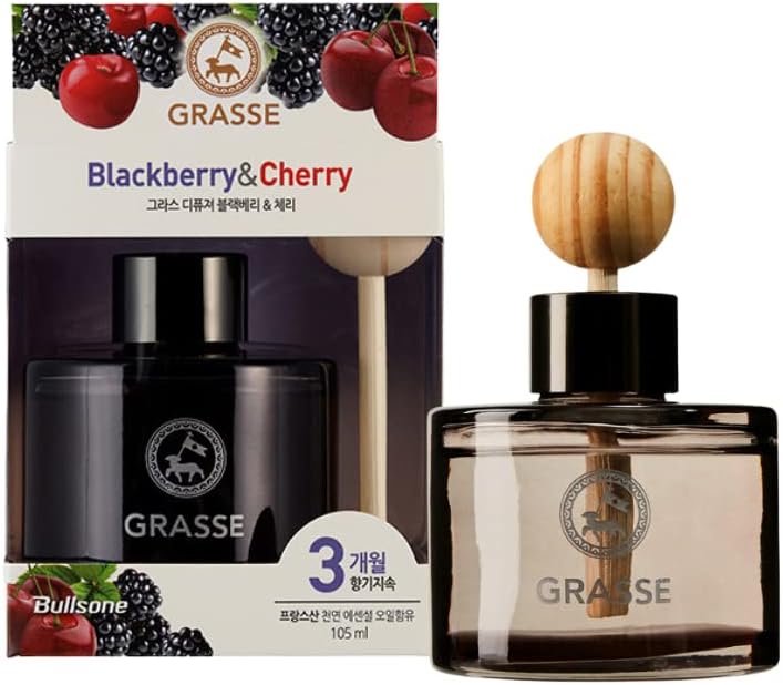 Bullsone Grasse Diffuser Natural Car Air Freshener - Premium Car Perfume - Blackberry & Cherry Scent