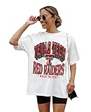 NCAA Women’s Oversized Graphic T-Shirt – Relaxed Fit Short Sleeve, Casual Game Day Top (US, Alpha, Small, Regular, Regular, Texas TECH RED Raiders)