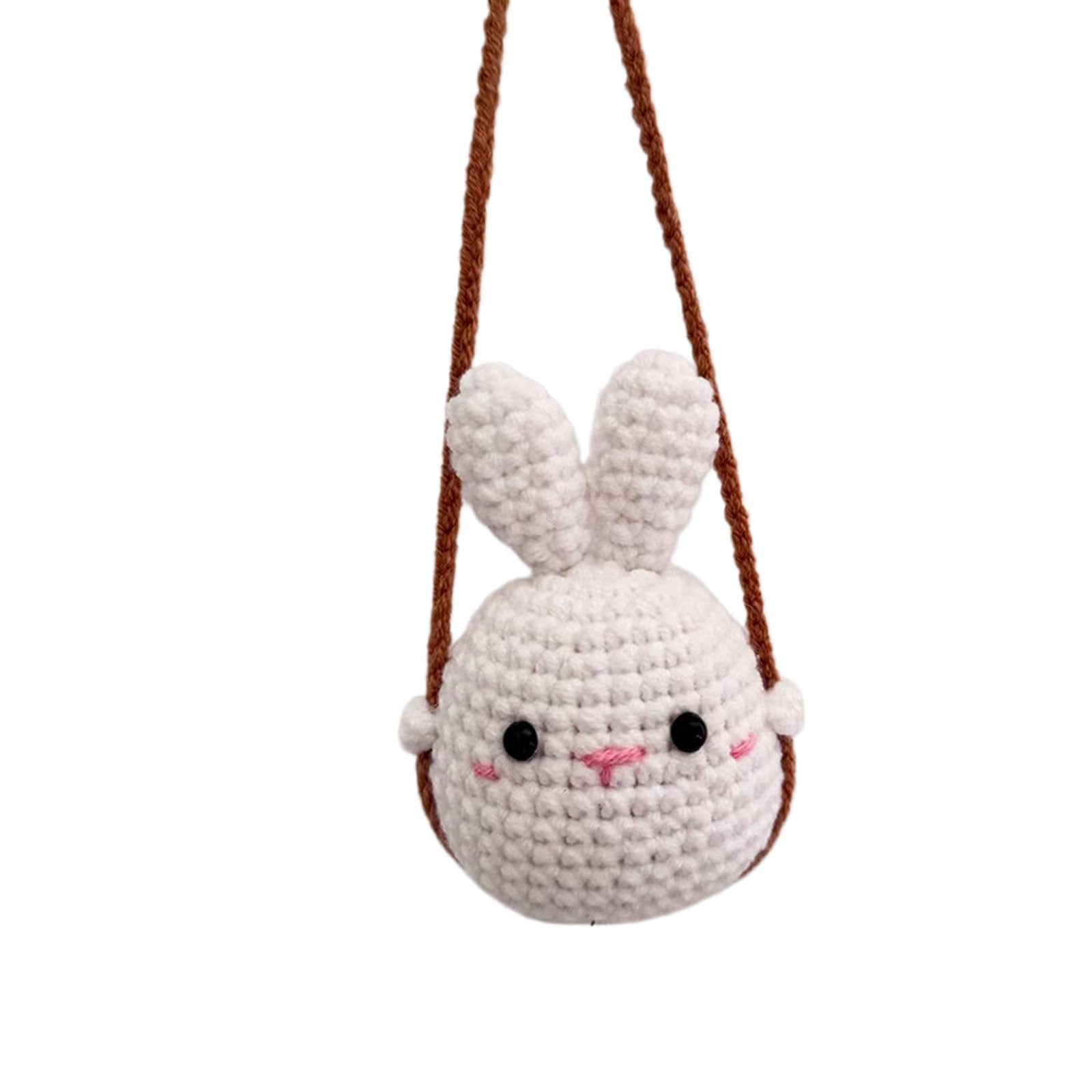 Knitted Decoration Automotive Interior Charms Crochet Animal Pattern Pendant Car Rearview Glass Hanging Ornament Decoration Fun Driving Car Ornament