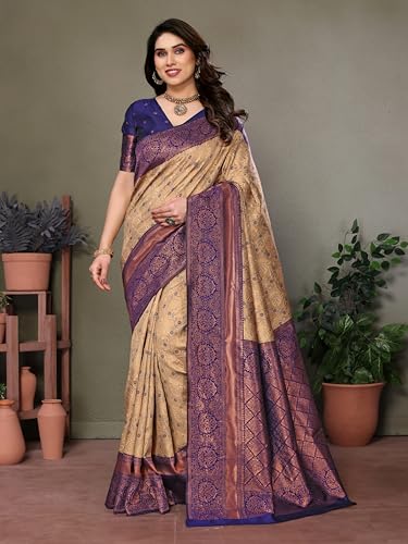 Image of Women's Kanjivaram Soft Silk Banarasi Saree With Blouse Piece | Banarasi Sari For Women | Saree with Blouse piece
