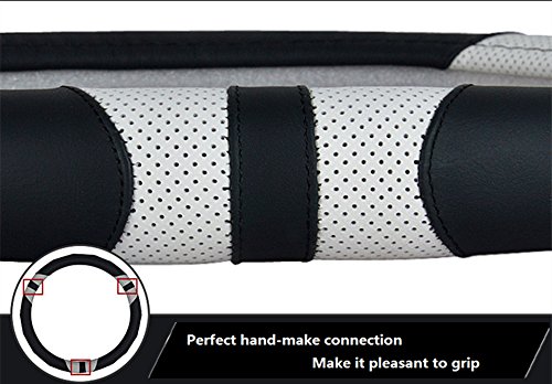 Dee-Type Leather Steering Wheel Cover Universal 15 Inch Black & Red #TOP4