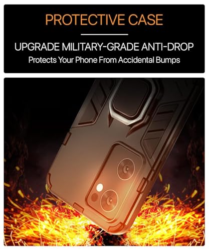 Image of WOW IMAGINE Back Case Cover for Oppo Reno 7 5G Tough Armor Bumper | Ring Holder & Kickstand in-Built | Excellent 360 Degree Protection (Carbon Black)