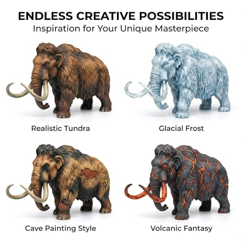 Image of Unscroo DIY 3D Model Painting Kits - Dinosaurs, Ice Age Animals & Unicorns - 3D Printed Art & Craft Hobby Gift for Kids, Teens & Adults - Return Gift Sets (Woolly Mammoth Single)