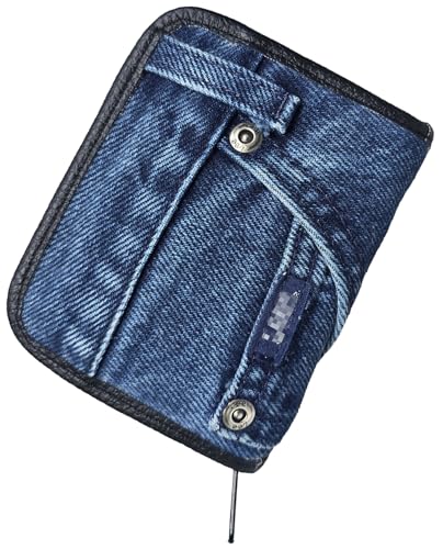 Upcycling Denim Jeans Zipper Around Compact Small Short Wallet Purse for Women