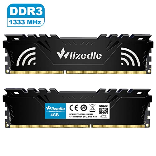 Image of DDR3 RAM 4GB 1333MHz CL9 DIMM Desktop Memory PC3-10600 240-Pin 1.5V 2Rx8 Dual Rank Channel Non-ECC Unbuffered PC Computer Sdram Sticks Module Upgrade (Black)