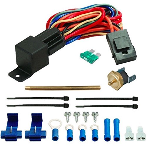 American Volt 16" Inch Electric Automotive Engine Cooling Fan 12 Volt Push-In Radiator Fin Probe 180'F Thermostat Relay Controller Switch Wiring Kit #TOP2