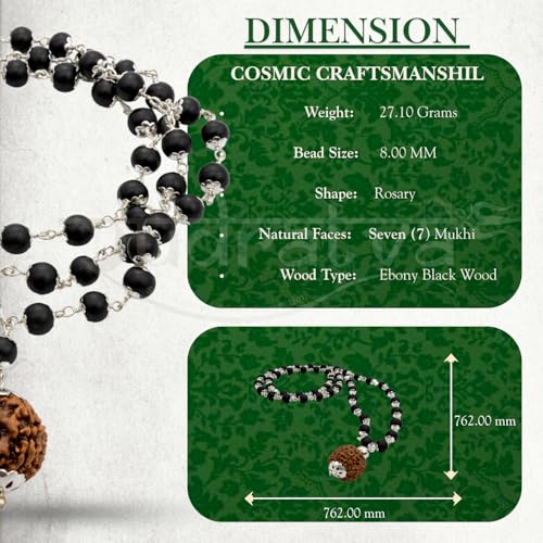 Image of Original Karungali Mala with 7 Mukhi Rudraksha Pendant & Karungali Bracelet Combo | 8mm 54+1 Beads | Lab Certified | Ebony Wood Spiritual Set for Positivity, Protection & Meditation | Unisex
